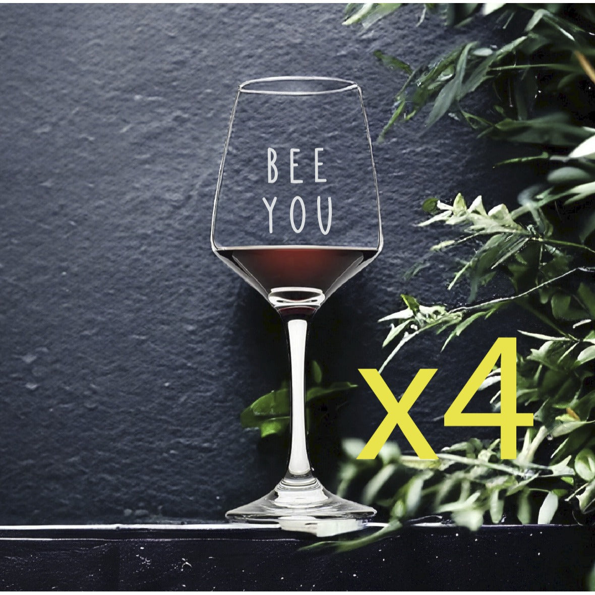 Bee You Wine Glasses x4 Premium 12 Oz Personalize Quote Life Nature Wild NEW