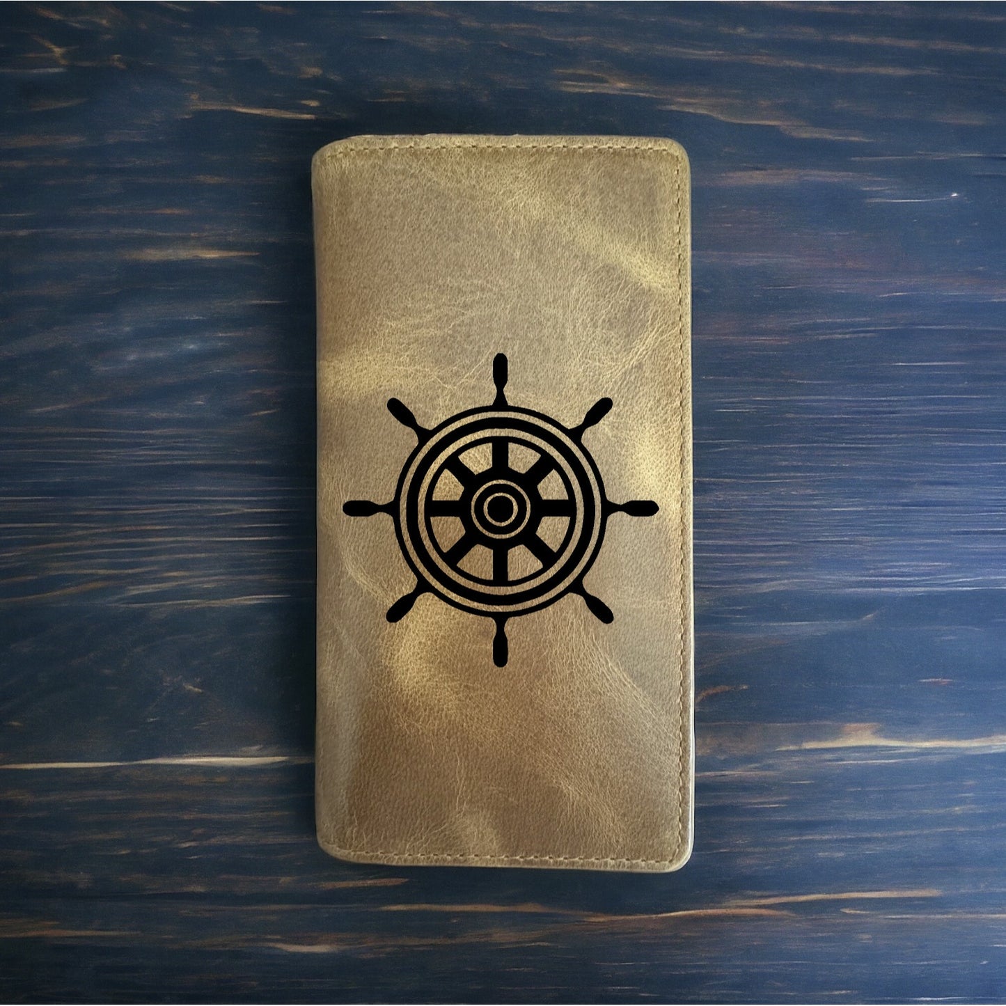 Ship Wheel Rodeo Wallet Cowboy Western Buffalo Leather Premium Nautical NEW