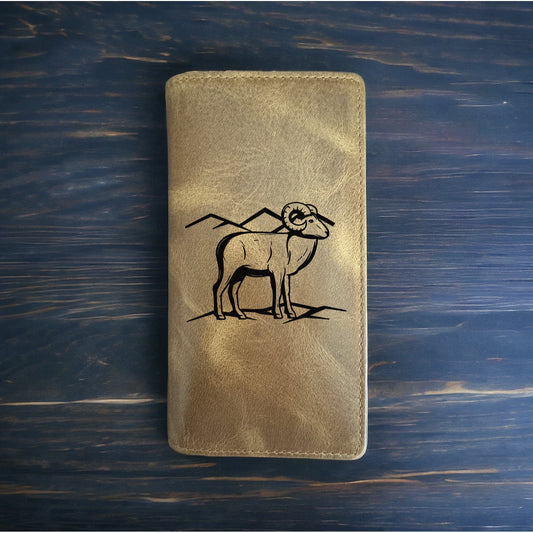 Bighorn Sheep Rodeo Wallet Cowboy Western Buffalo Leather Ram Outdoor Wild NEW