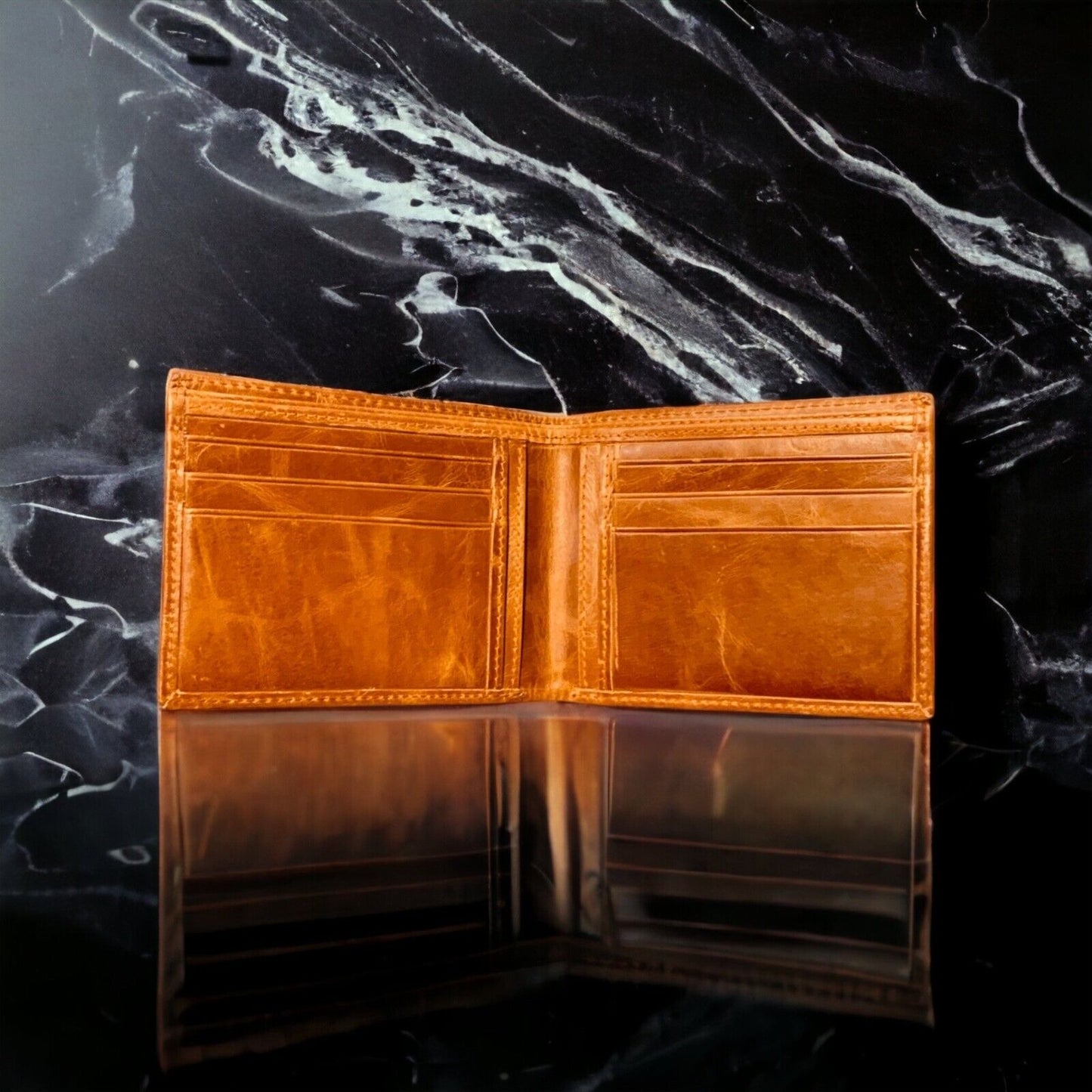 Mountain Abstract Leather Wallet Bifold Premium Quality Buffalo Waterfall NEW