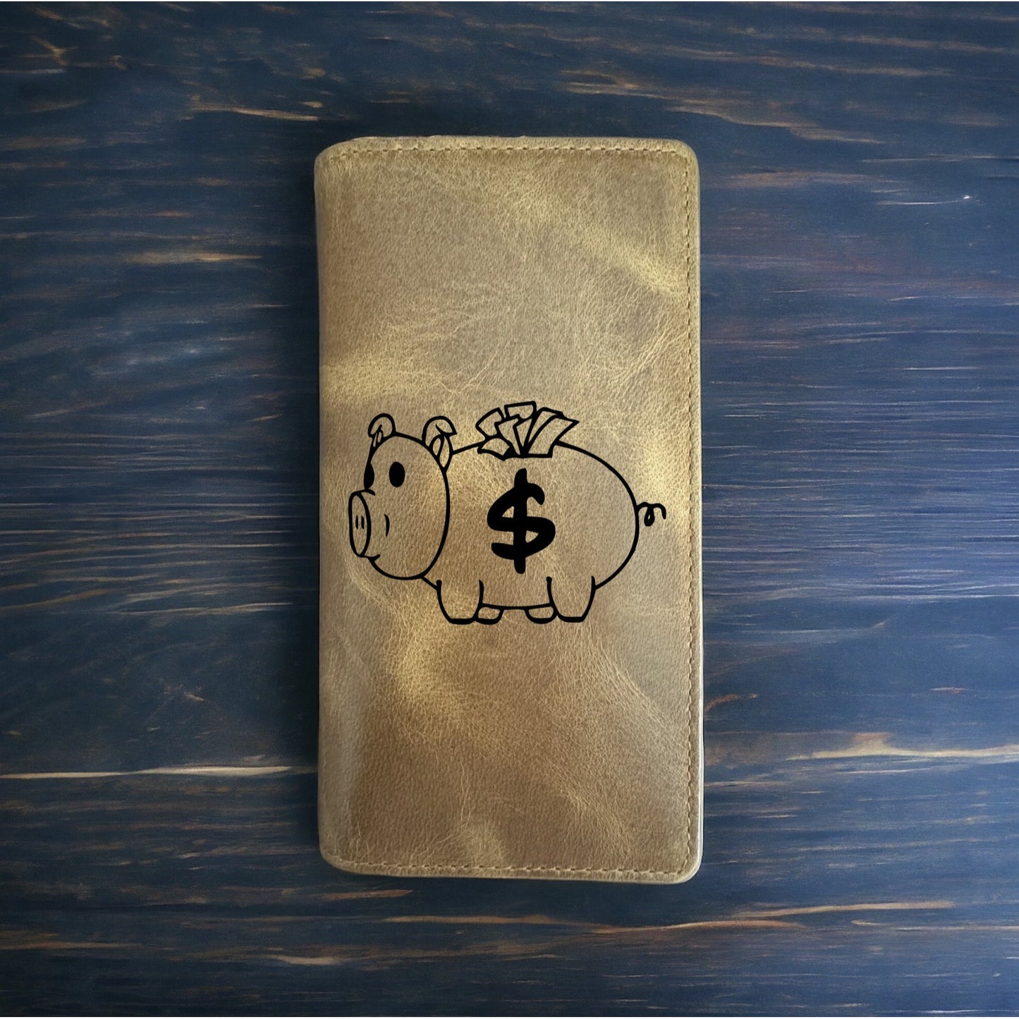 Piggy Bank Rodeo Wallet Cowboy Western Buffalo Leather Premium Money Cash NEW