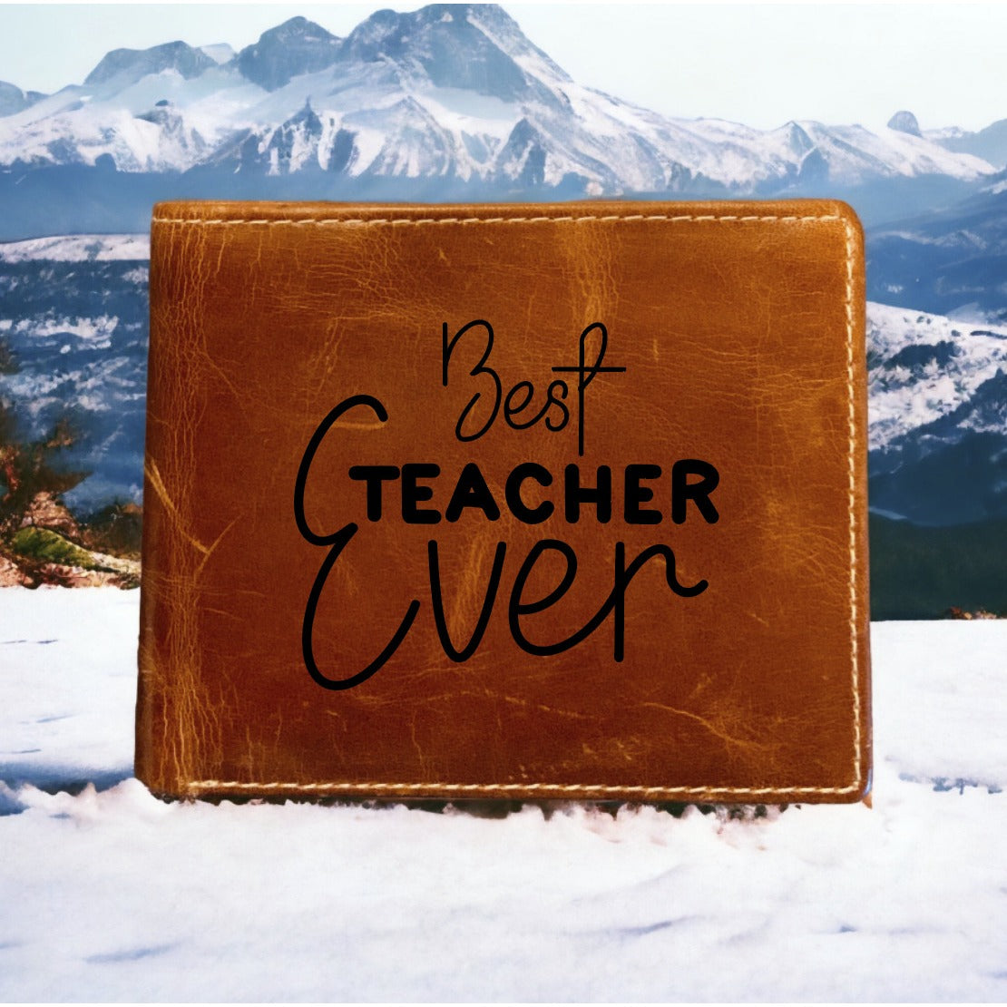 Best Teacher Ever Leather Wallet Bifold Premium Quality Buffalo Quote Gift NEW