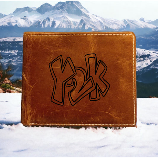 Y2K Leather Wallet Bifold Premium Quality Buffalo 2000 Gift NEW