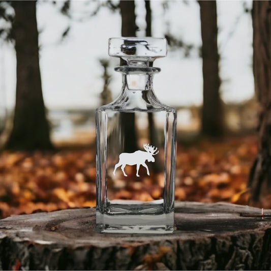 Moose Shape Decanter 26 Oz Bourbon Whiskey Premium Glass Personalize Animal NEW