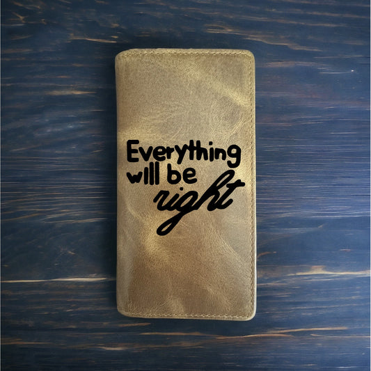 Everything Will Be Right Rodeo Wallet Cowboy Western Buffalo Leather Premium NEW