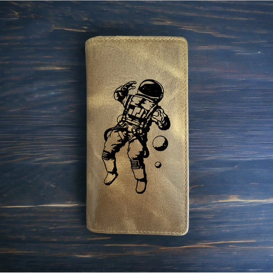 Astronaut Rodeo Wallet Cowboy Western Buffalo Leather Premium Space Planet NEW