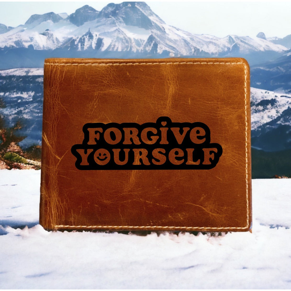 Forgive Yourself Leather Wallet Bifold Premium Quality Buffalo Quote Life NEW