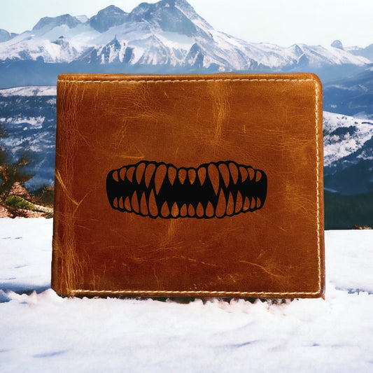 Monster Smile Leather Wallet Bifold Premium Quality Buffalo Horror Scary NEW