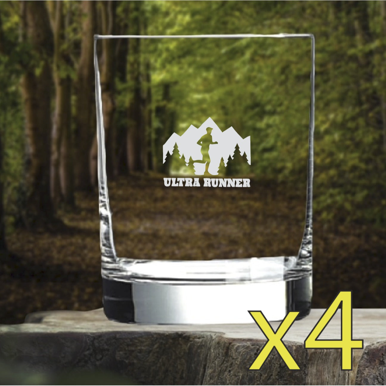 Ultra Runner Whiskey Glasses x4 Double 14 Oz Premium Old Fashioned Mountain NEW