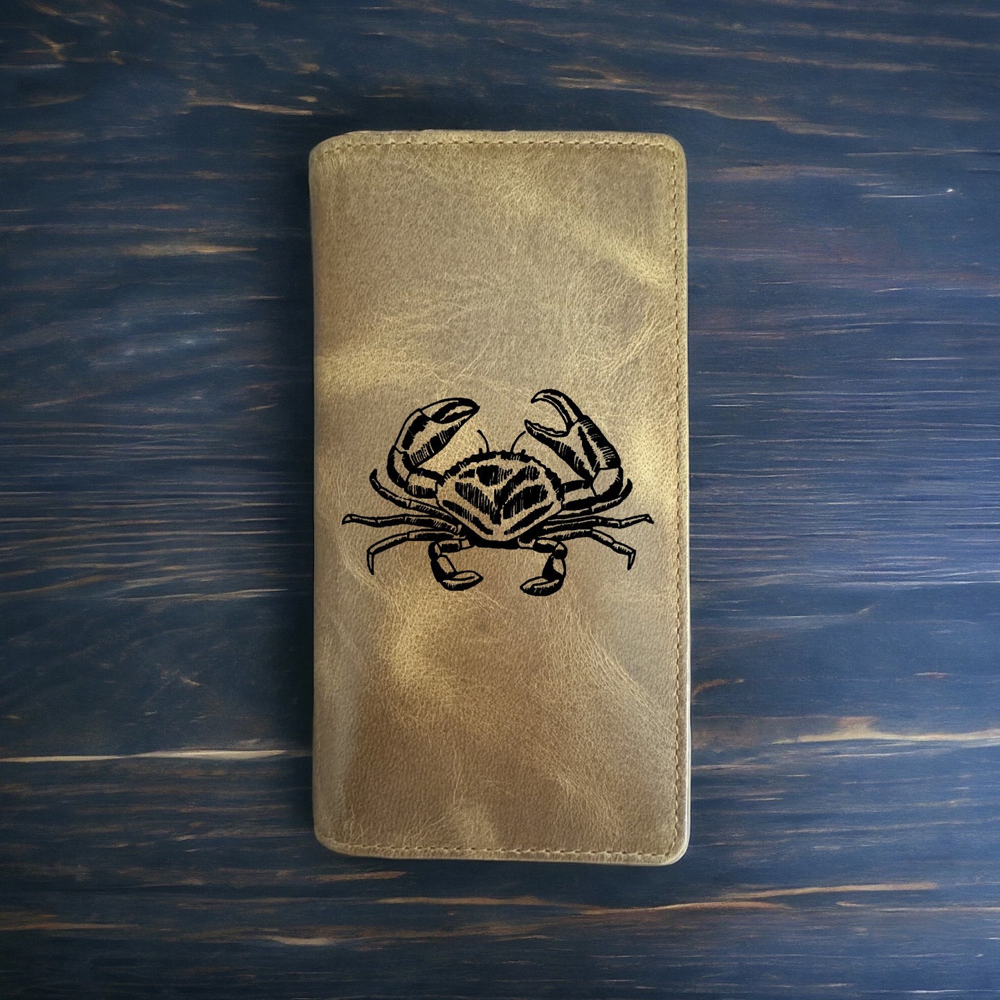 Crab Rodeo Wallet Cowboy Western Buffalo Leather Premium Beach Ocean Animal NEW