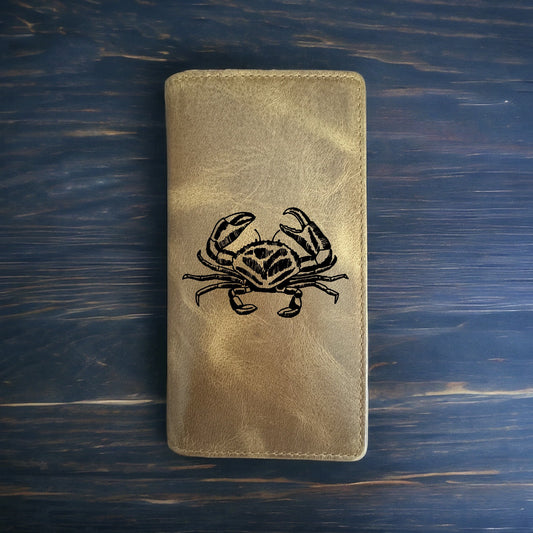 Crab Rodeo Wallet Cowboy Western Buffalo Leather Premium Beach Ocean Animal NEW