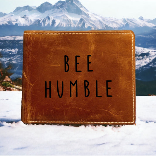 Bee Humble Leather Wallet Bifold Premium Quality Buffalo Quote Life Nature NEW