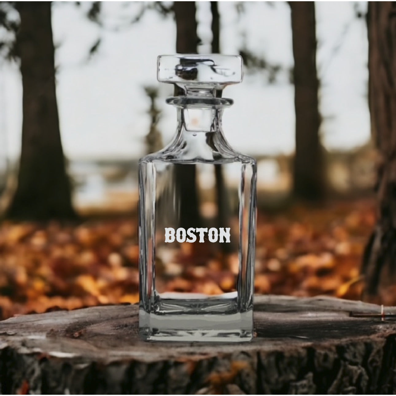 Boston Decanter 26 Oz Bourbon Whiskey Premium Glass Personalize City Sports NEW