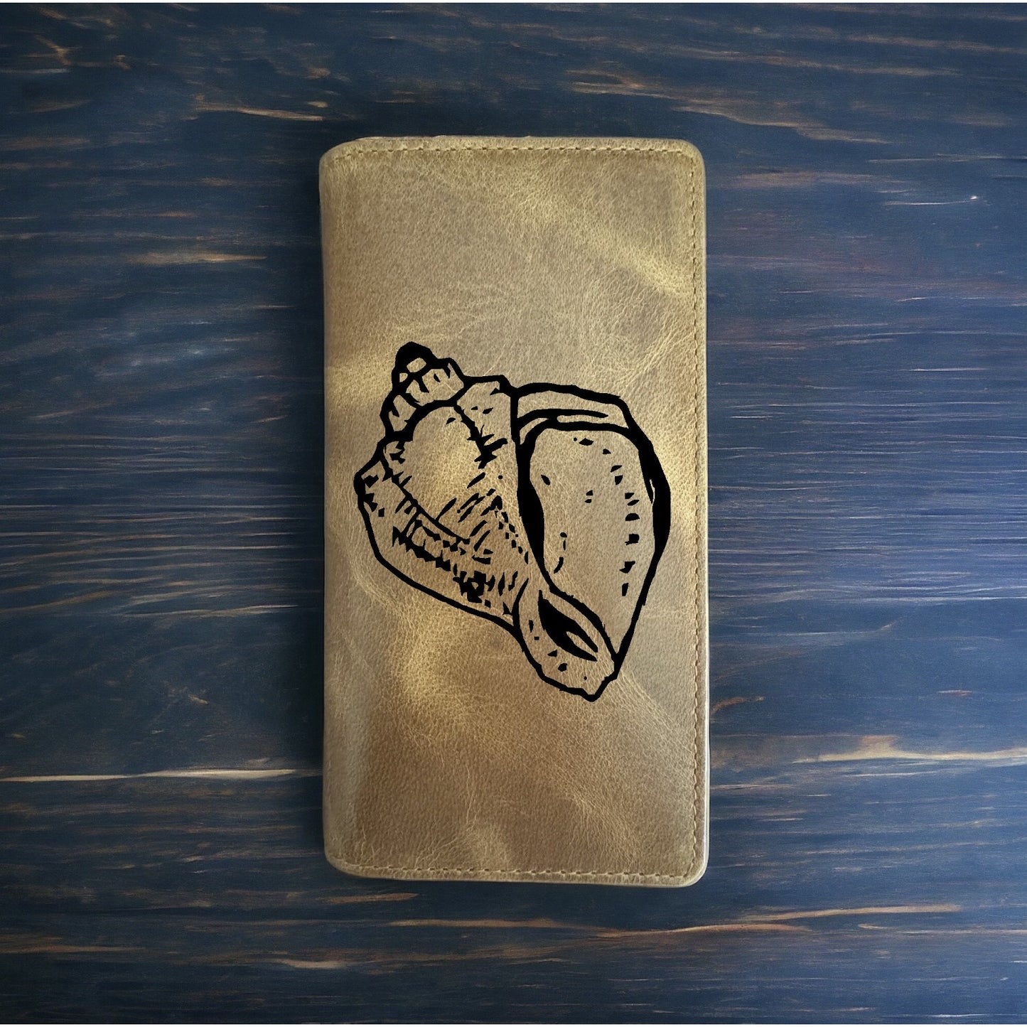 Conch Shell Rodeo Wallet Cowboy Western Buffalo Leather Premium Beach Ocean NEW