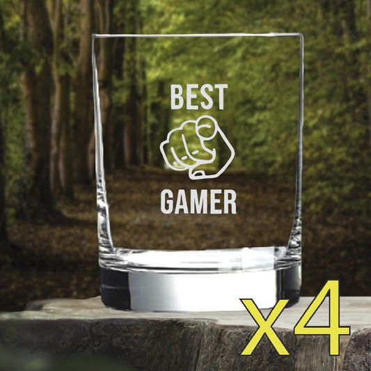 Best Gamer Whiskey Glasses x4 Double 14 Oz Premium Old Fashioned Videogames NEW