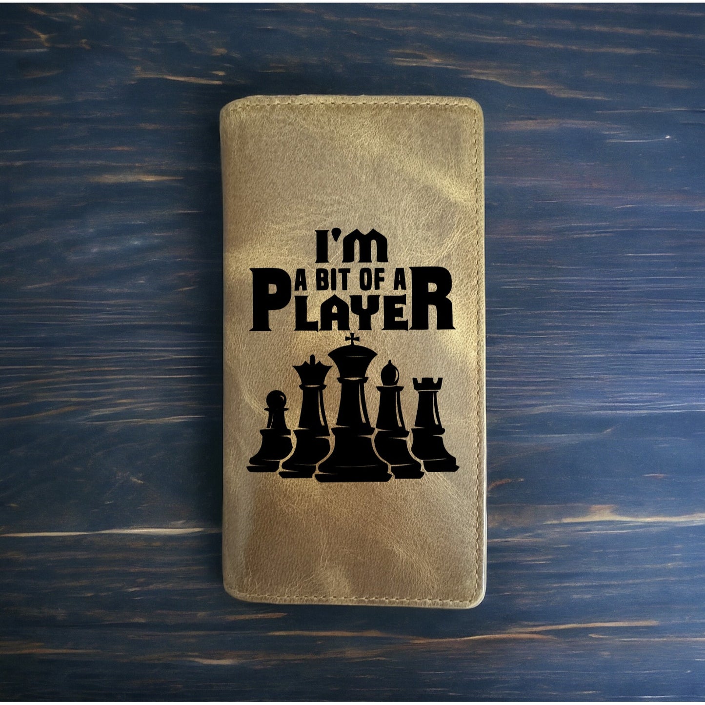 Chess Player Rodeo Wallet Cowboy Western Buffalo Leather Premium Game Quote NEW