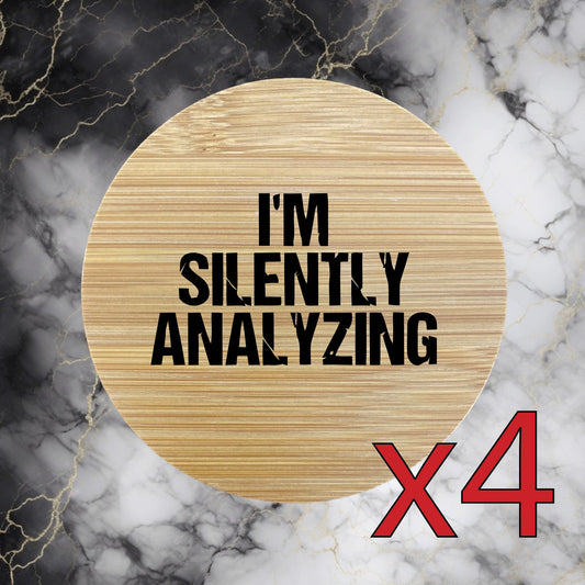 Silently Analyzing x4 Bamboo Coasters Drink Natural Wood Home Decor Lounge NEW