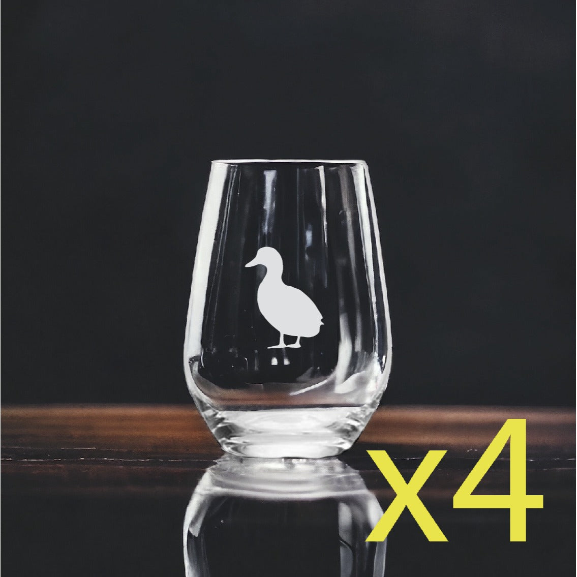 Duck Shape Stemless Wine Glasses x4 Premium 15 Oz Personalize Outdoor Nature NEW