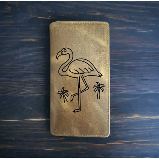 Flamingo Rodeo Wallet Cowboy Western Buffalo Leather Premium Tropical Beach NEW