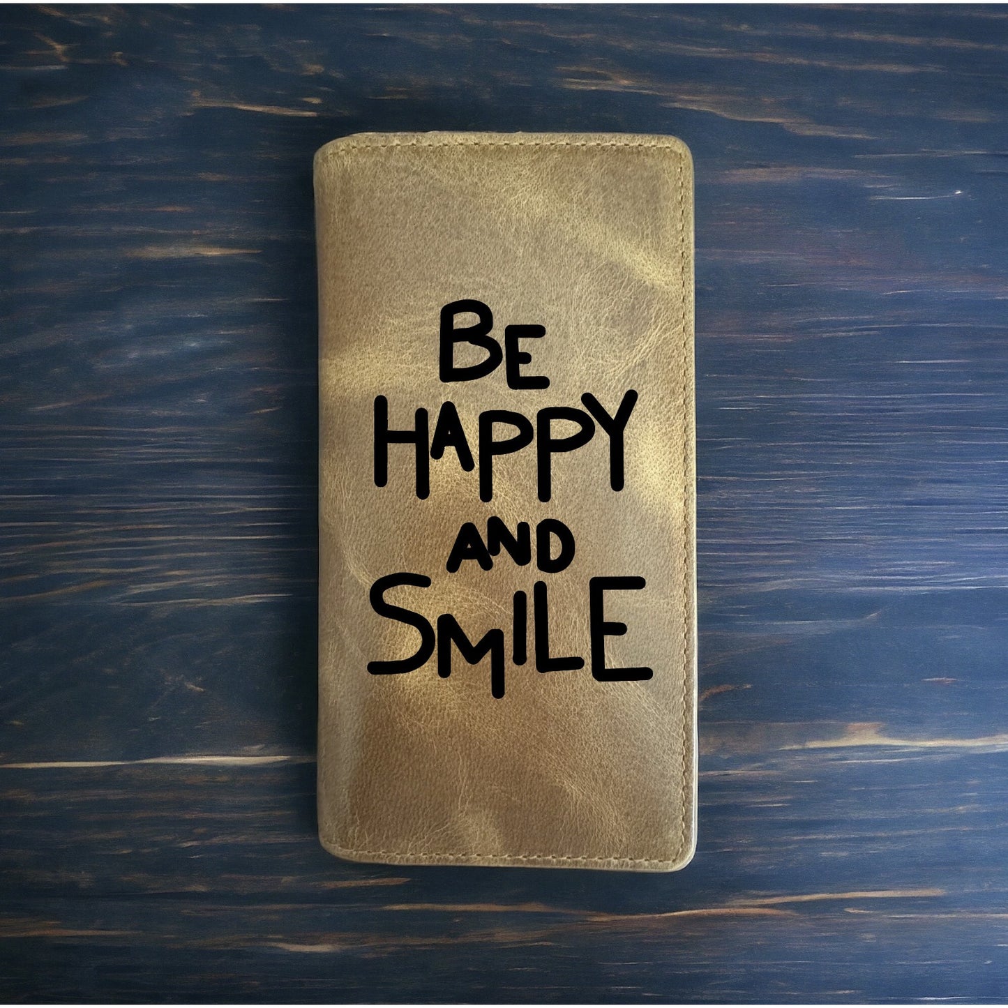 Be Happy Rodeo Wallet Cowboy Western Buffalo Leather Premium Smile Life NEW