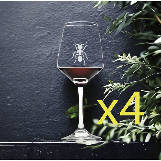 Ant Wine Glasses x4 Premium 12 Oz Personalize Animal Wildlife Nature NEW