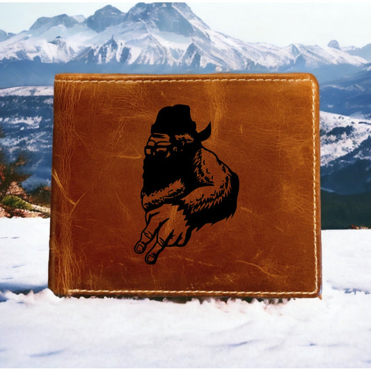 Bigfoot Peace Leather Wallet Bifold Premium Quality Buffalo Outdoor Funny NEW