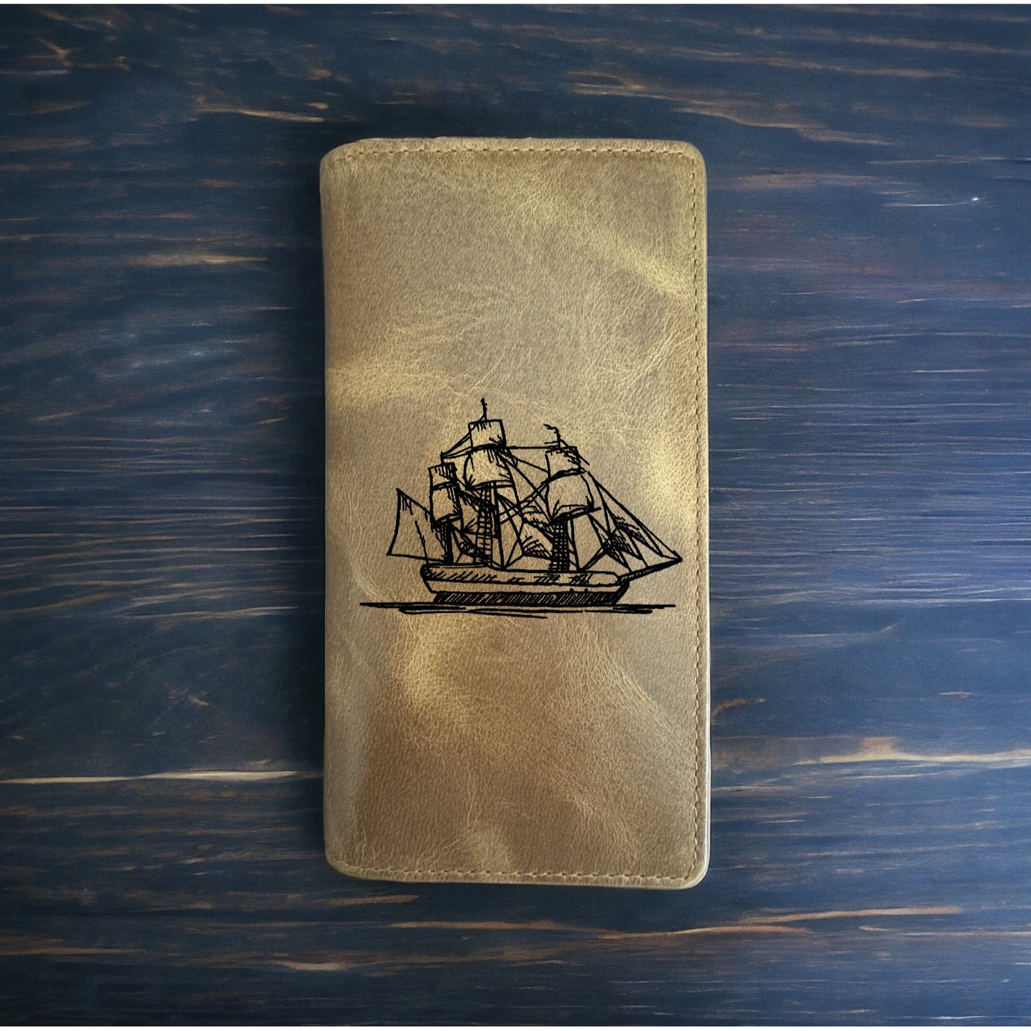 Ship Sailing Rodeo Wallet Cowboy Western Buffalo Leather Premium Nautical NEW