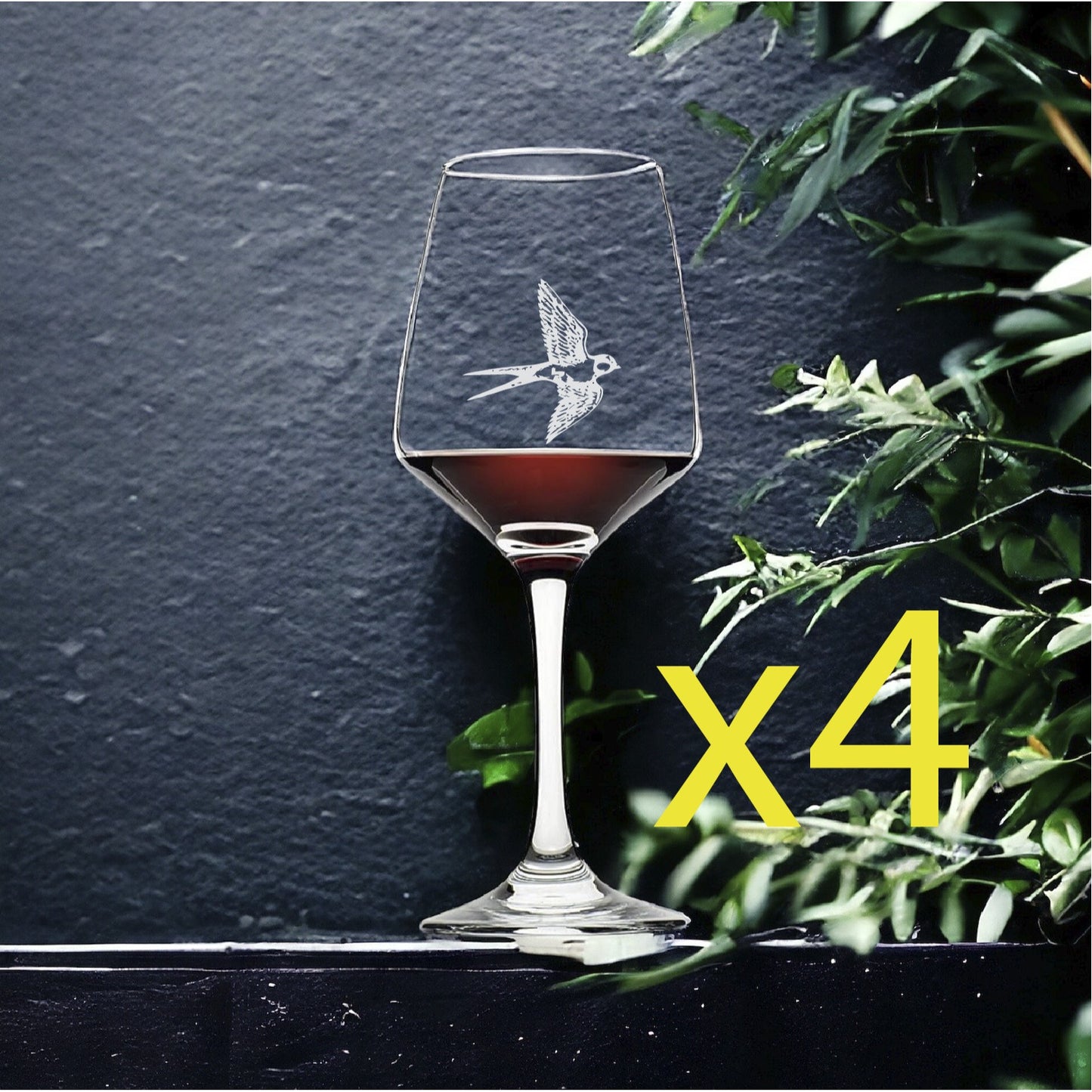 Bird Flying Wine Glasses x4 Premium 12 Oz Personalize New School Wildlife NEW