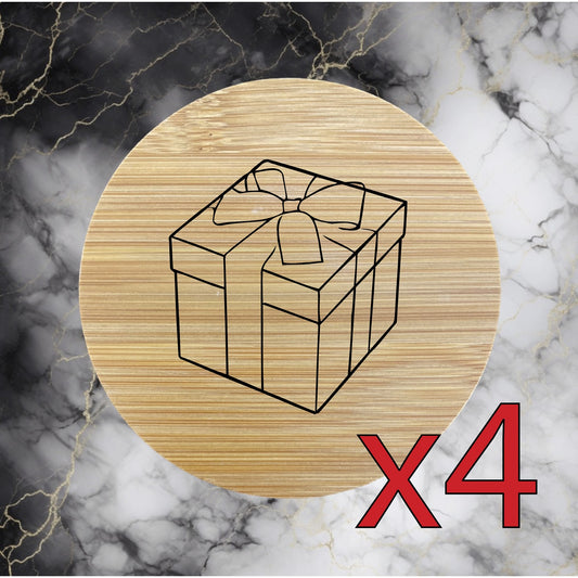 Present x4 Bamboo Coasters Drink Natural Wood Home Decor Lounge Gift NEW