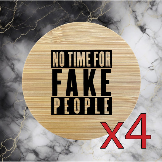 Fake People x4 Bamboo Coasters Drink Natural Wood Home Decor Lounge Quote NEW