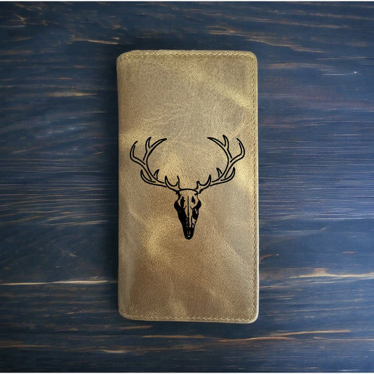 Buck Skull Rodeo Wallet Cowboy Western Buffalo Leather Premium Deer Animal NEW