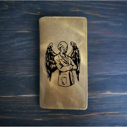 Doctor Angel Rodeo Wallet Cowboy Western Buffalo Leather Premium Wings Med NEW