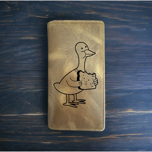 Duck Lunch Rodeo Wallet Cowboy Western Buffalo Leather Premium Bread Funny NEW