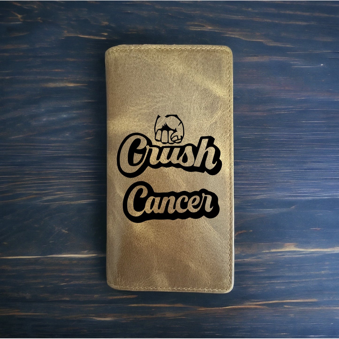 Crush Cancer Rodeo Wallet Cowboy Western Buffalo Leather Premium Hope Gift NEW