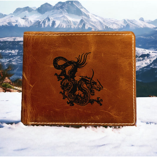 Dragon Leather Wallet Bifold Premium Quality Buffalo Fantasy Book Mythology NEW