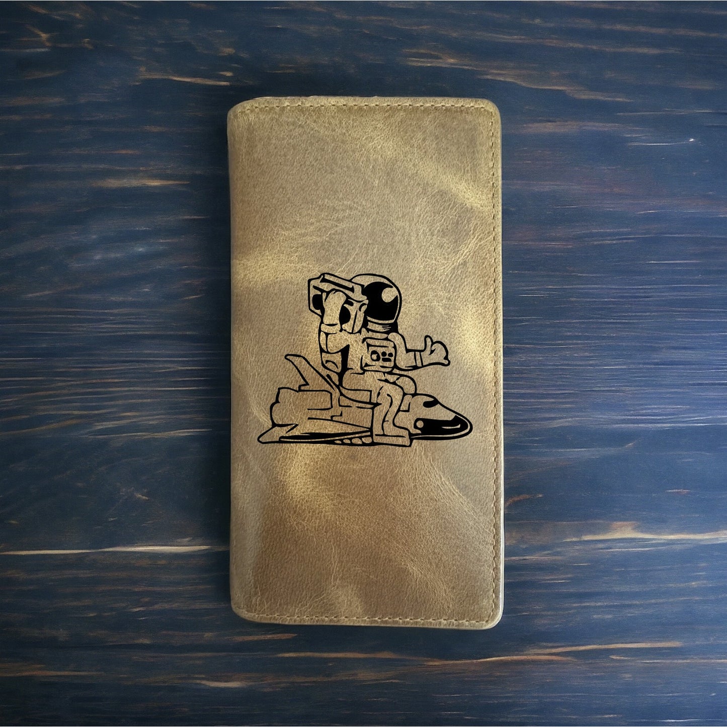 Astronaut Spaceship Rodeo Wallet Cowboy Western Buffalo Leather Premium NEW