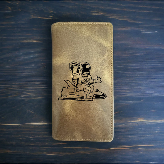 Astronaut Spaceship Rodeo Wallet Cowboy Western Buffalo Leather Premium NEW