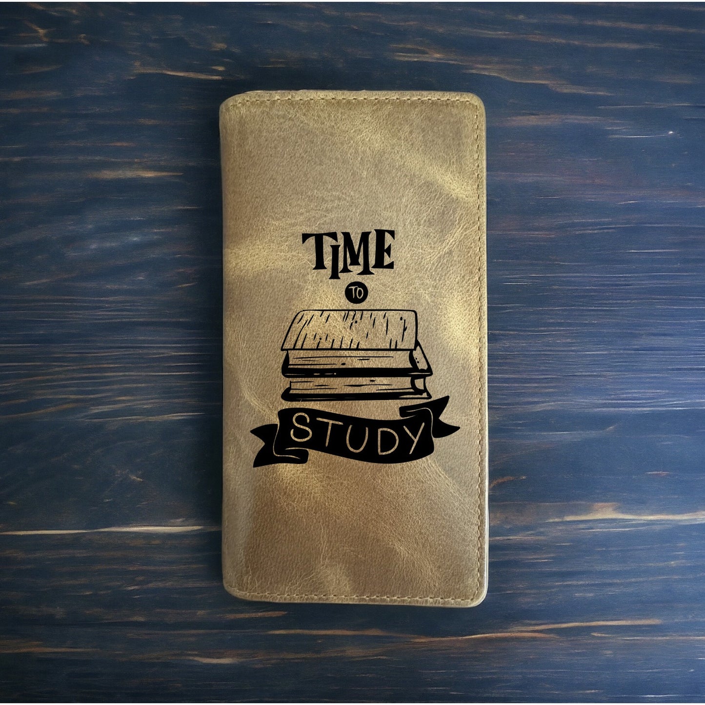 Time To Study Rodeo Wallet Cowboy Western Buffalo Leather Premium Books NEW