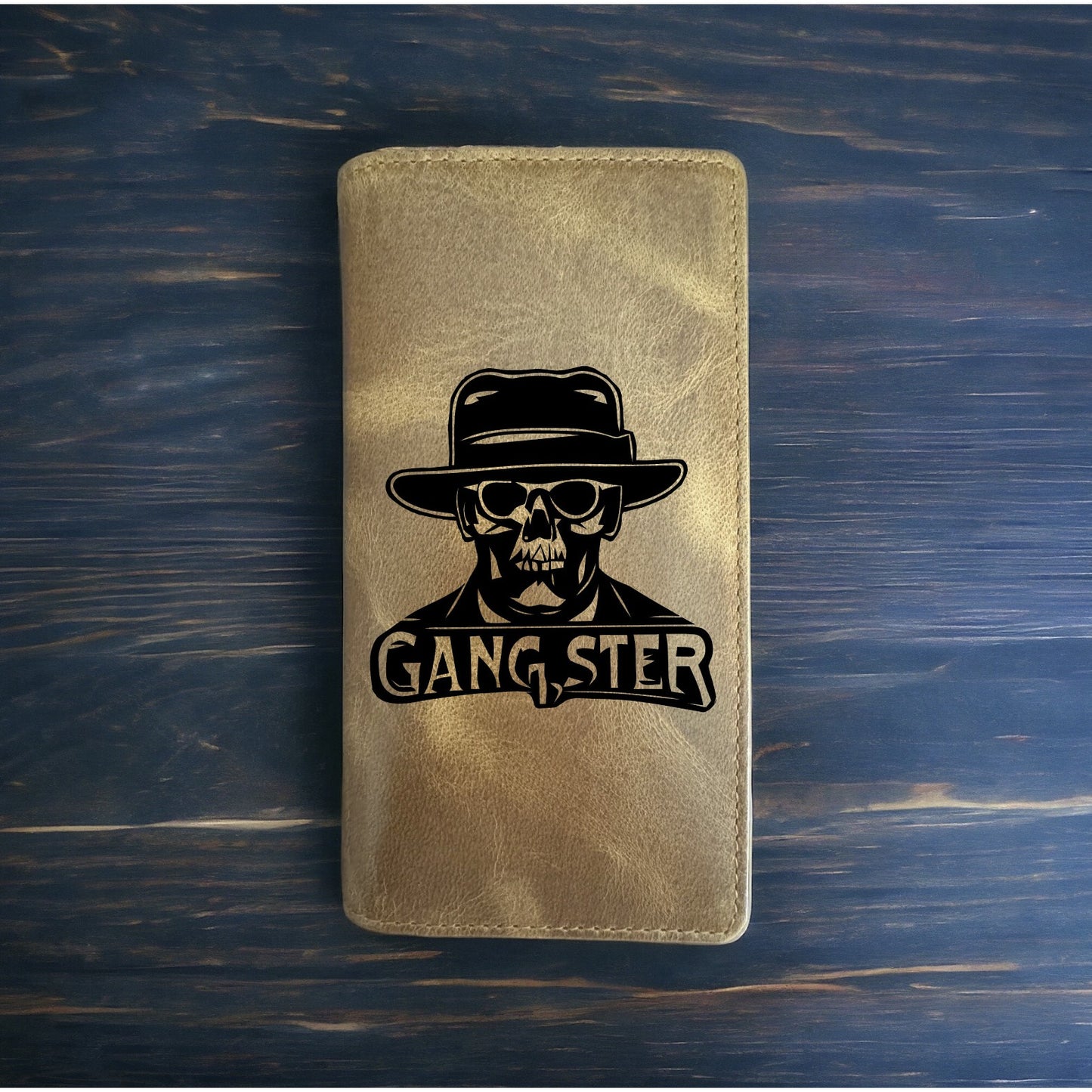 Gangster Skull Rodeo Wallet Cowboy Western Buffalo Leather Premium Bones NEW