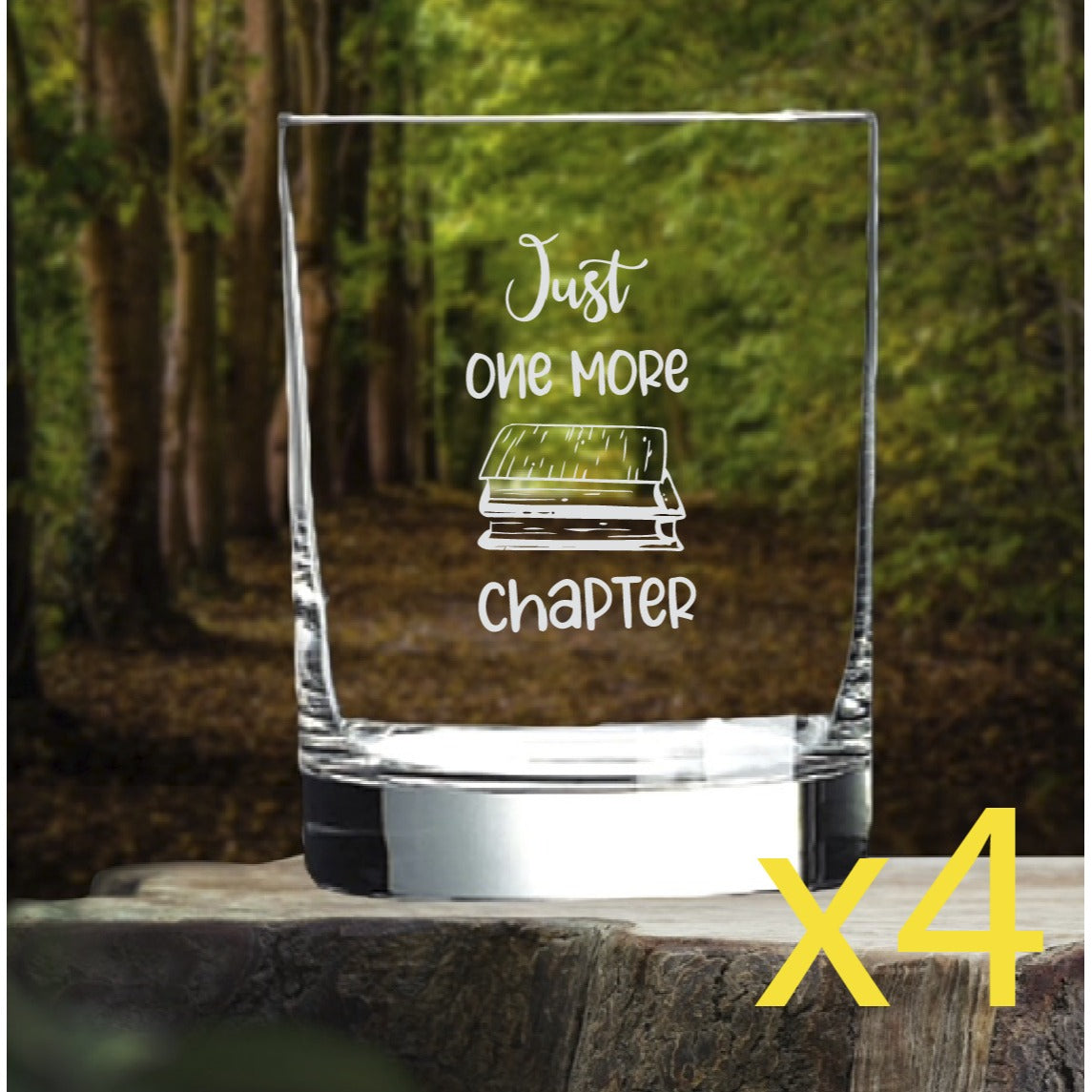 Just One More Chapter Whiskey Glasses x4 Double 14 Oz Premium Old Fashioned NEW