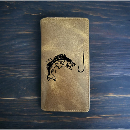 Fishing Rodeo Wallet Cowboy Western Buffalo Leather Premium Hook Outdoor NEW