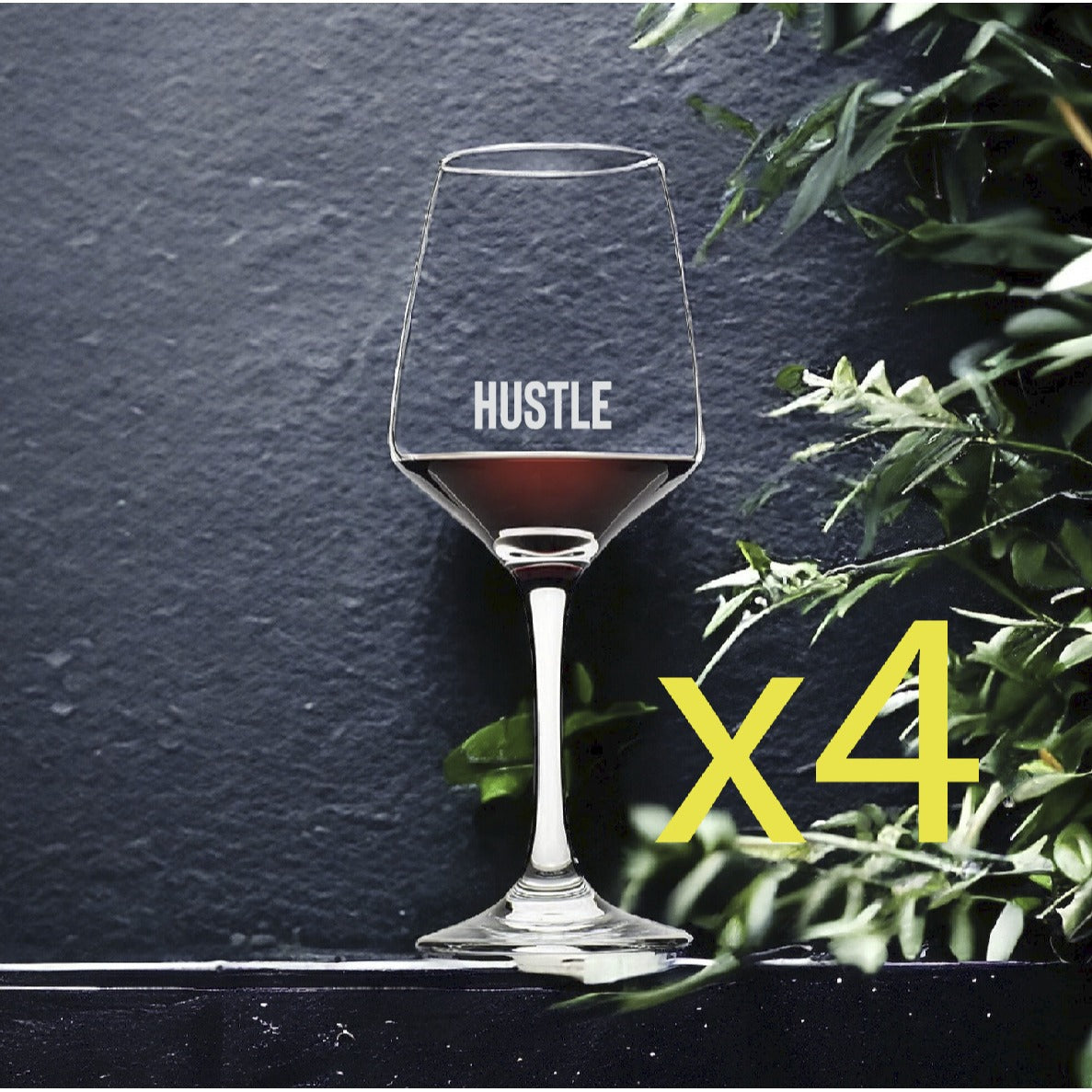 Hustle Wine Glasses x4 Premium 12 Oz Personalize Work Gym Workout Quote NEW