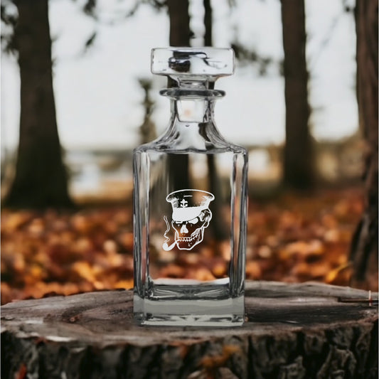 Skull Sailor Decanter 26 Oz Bourbon Whiskey Premium Glass Personalize Ocean NEW