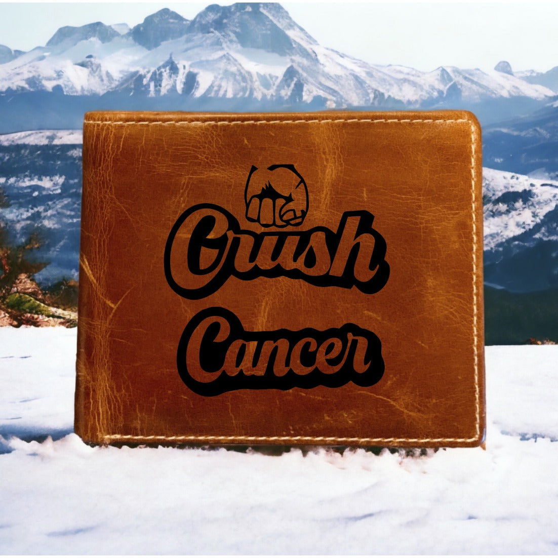 Crush Cancer Leather Wallet Bifold Premium Quality Buffalo Hope Gift Inspire NEW