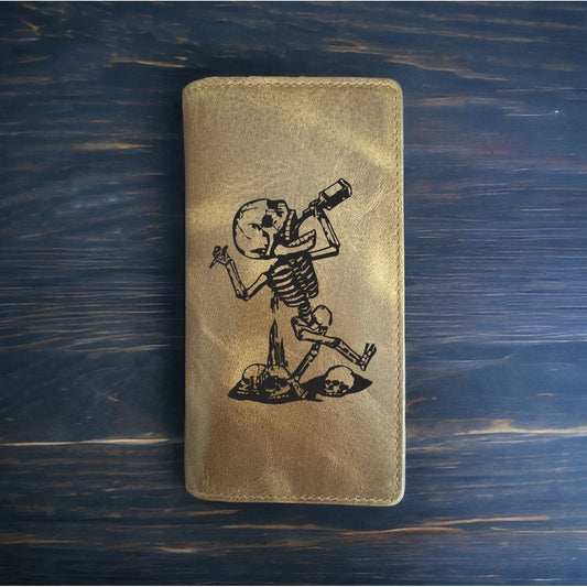 Drunk Skeleton Rodeo Wallet Cowboy Western Buffalo Leather Premium Skull NEW