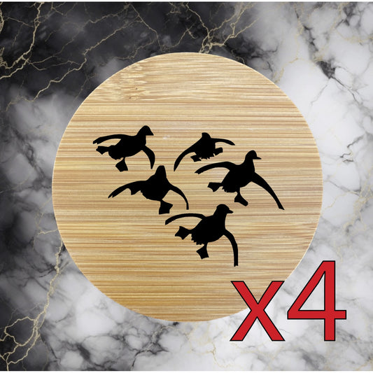 Ducks Flying x4 Bamboo Coasters Drink Natural Wood Home Decor Lounge Wild NEW