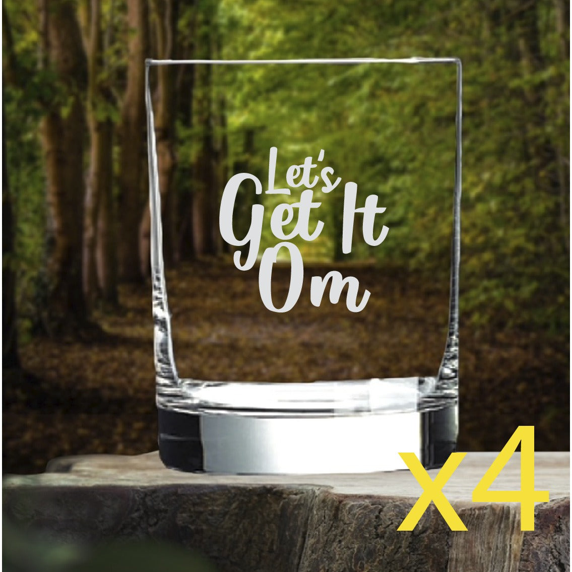 Let's Get It On Whiskey Glasses x4 Double 14 Oz Premium Old Fashioned Funny NEW