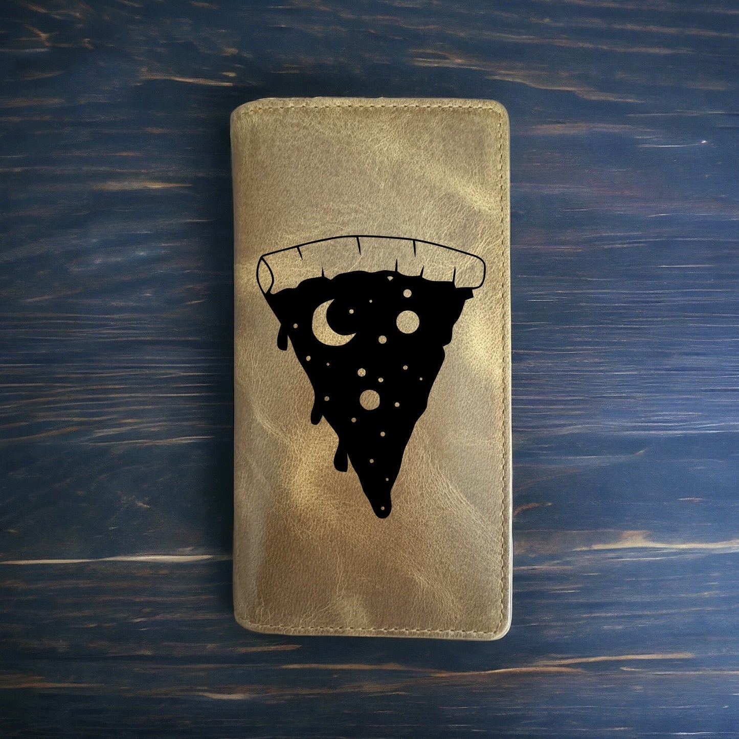 Pizza Space Rodeo Wallet Cowboy Western Buffalo Leather Premium Galaxy Stars NEW