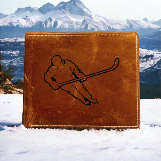 Hockey Player Leather Wallet Bifold Premium Quality Buffalo Sports Ice NEW