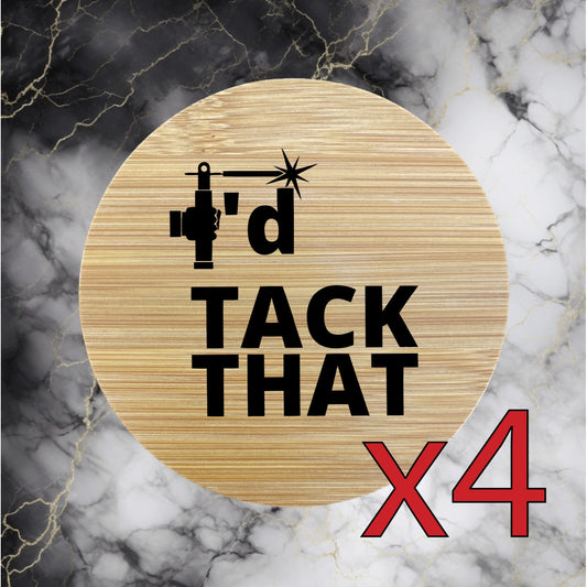 I'd Tack That x4 Bamboo Coasters Drink Natural Wood Home Decor Lounge Weld NEW